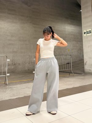 Wide Jogger Plateado